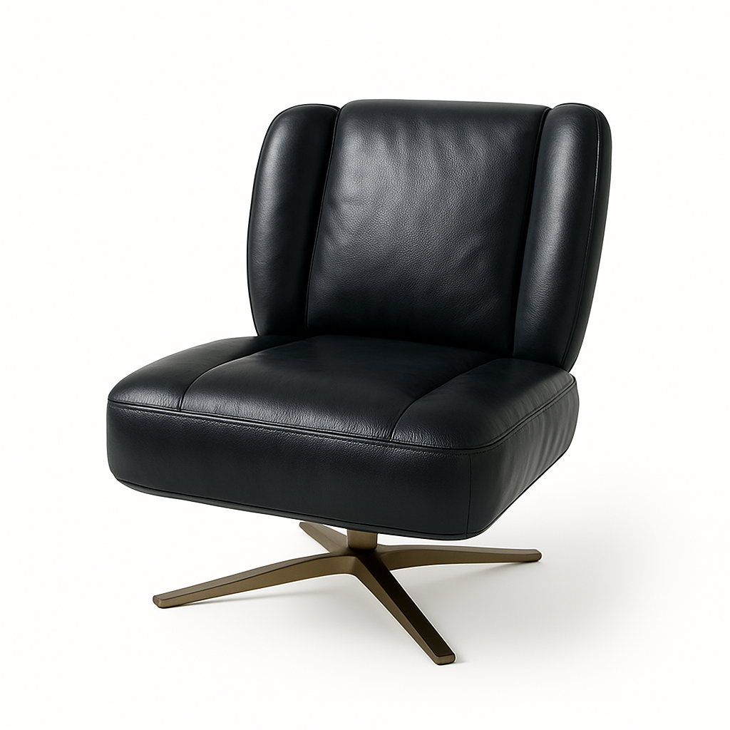 Fotoliu piele NEAGRA | model PUFI